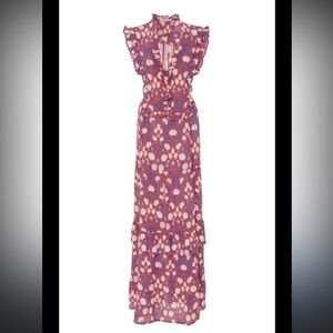 Banjanan Cordelia Ruffled Floral Silk-crepe Maxi Dress In Multi Color, Size XL